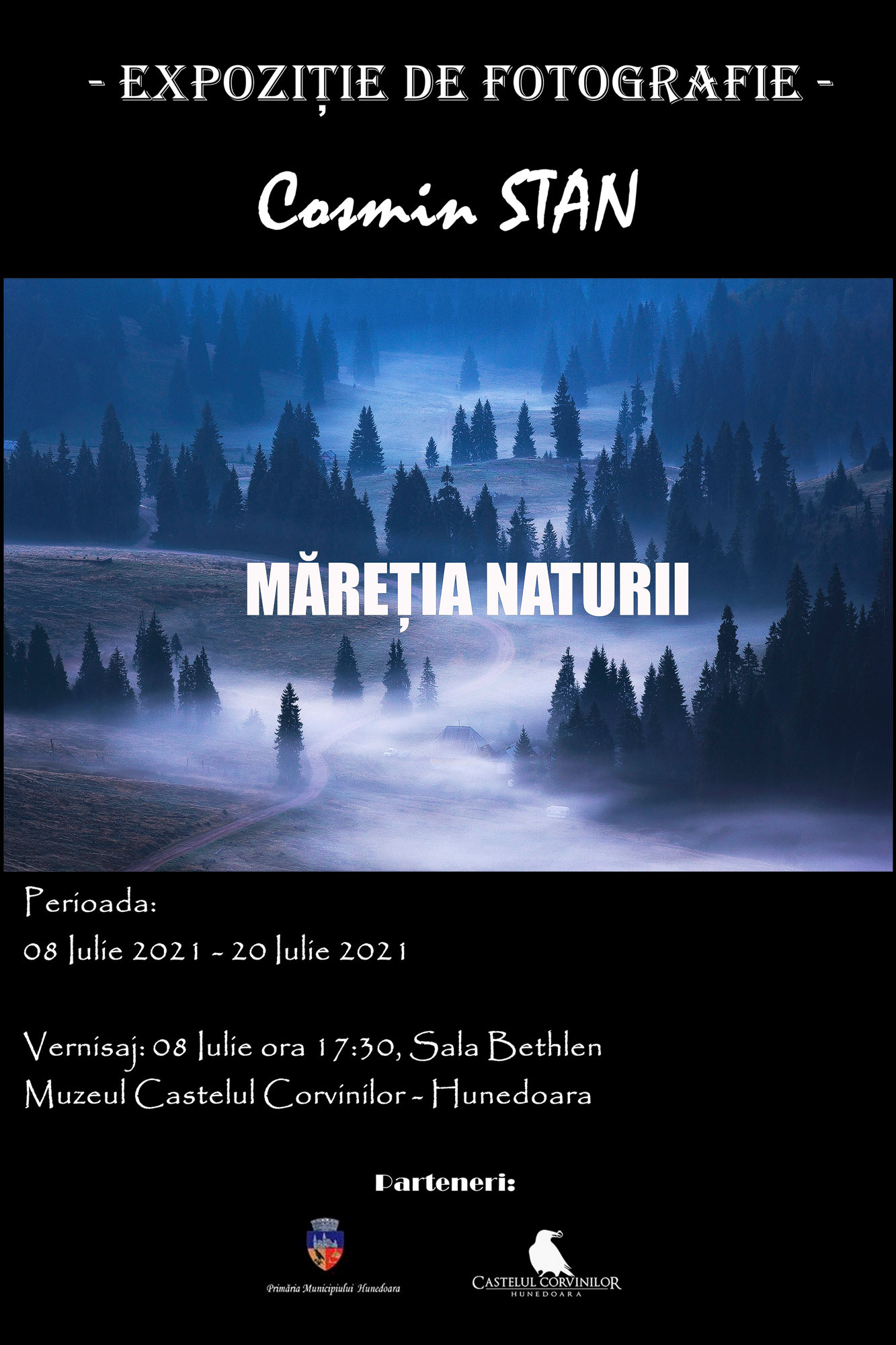 Afisul expozitiei fotografului Cosmin Stan de la Castelul Corvinilor din Hunedoara